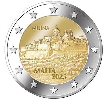 Монета 2 Євро 2025 Мальта - Мальтійські міста з мурами - Історичне місто Мдіна 39165 фото