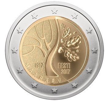 Монета 2 Євро 2017 Естонія - 100 років подій, що передували незалежності Естонії 13157 фото