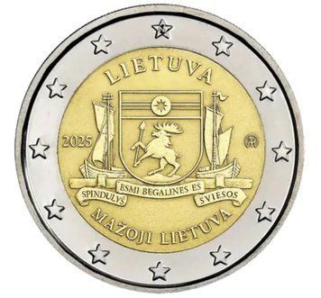 Монета 2 Євро 2025 Литва - 100-річчя - Литва малий регіон 40874 фото