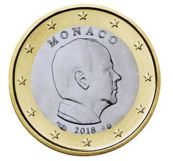 Монета 1 Евро 2018 Монако - Его Светлость Принц Альберт II 18595 фото
