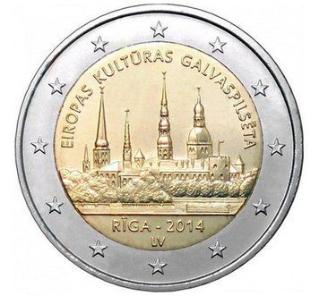 Монета 2 Євро 2014 Латвія - Культурна столиця Європи 4525 фото