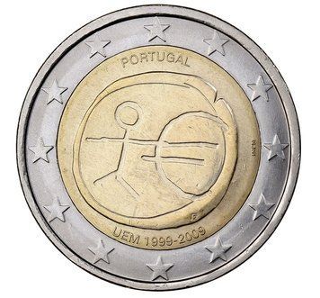 Монета 2 Євро 2009 Португалія -  10 років монетарної політики ЄС (EMU) і запровадження євро 3520 фото