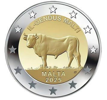Монета 2 Євро 2025 Мальта - Мальтійський бик 39163 фото