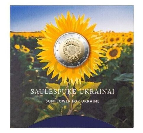 Latvia 2 Euro 2023 - Sunflower for Ukraine (BU Coincard)