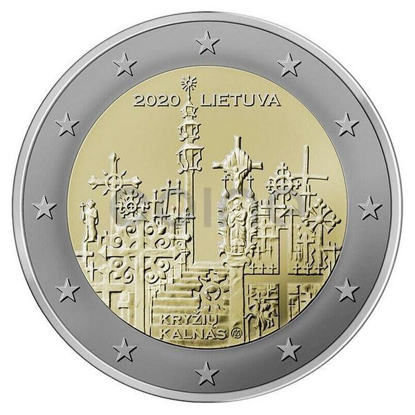 Монета 2 Євро 2020 Литва - Пагорб хрестів (BU coincard) 27825 фото