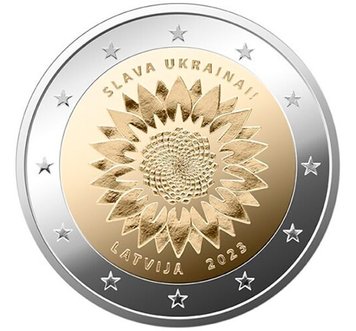 Latvia 2 Euro 2023 - Sunflower for Ukraine