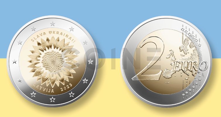 Latvia 2 Euro 2023 - Sunflower for Ukraine