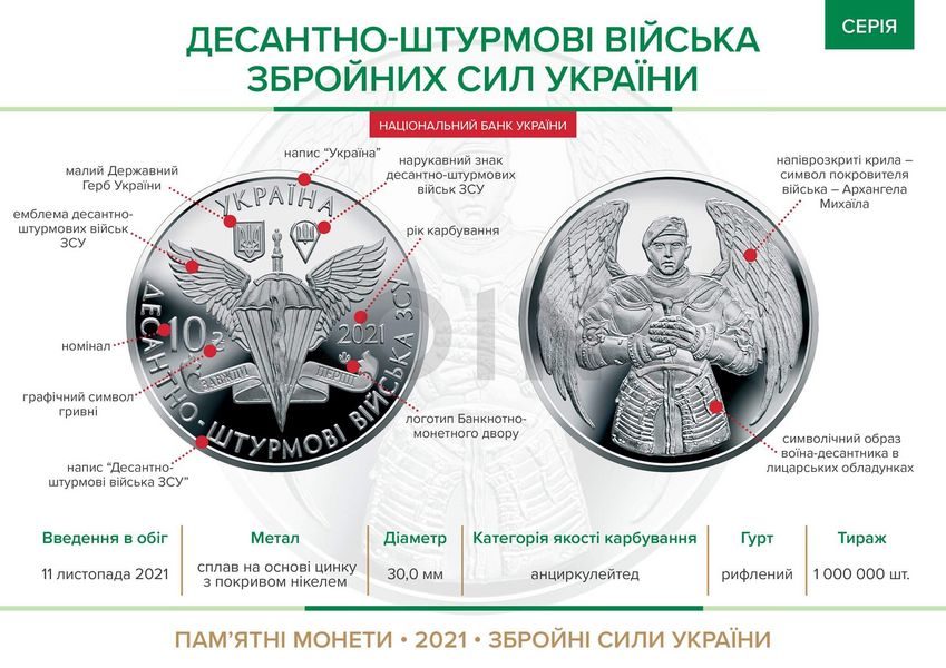 10 UAH coin 2021 Ukraine "Air Assault Forces of the Armed Forces of Ukraine"