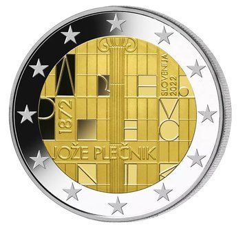 Монета 2 Євро 2022 Словенія - Архітектор Йоже Плечник - 150-та річниця від дня народження (PROOF) 27172 фото