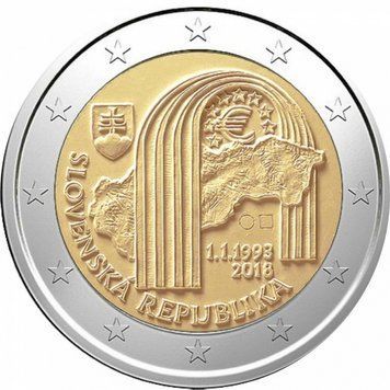 Монета 2 Євро 2018 Словаччина - 25 років Республіки Словаччина 14370 фото