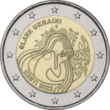 Монета 2 Євро 2022 Естонія - Україна та Воля (BU Coincard) 28334 фото