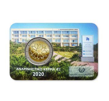 Монета 2 Євро 2020 Кіпр - 30 років Інституту неврології та генетики (BU Coincard) 23682 фото
