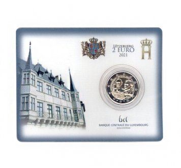 Монета 2 Євро 2021 Люксембург - 100-річчя великого герцога Жана (BU coincard) 24173 фото
