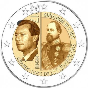 Монета 2 Євро 2017 Люксембург - 200-річчя від дня народження Вільгельма III 14194 фото