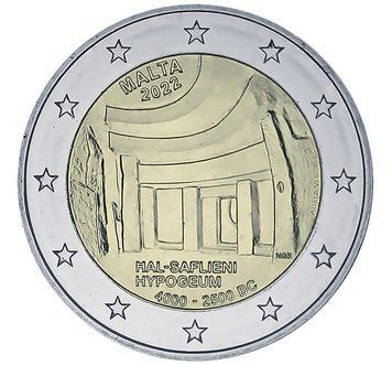 Монета 2 Євро 2022 Мальта - Храм Гіпогеум Хал Сафлієні 28239 фото