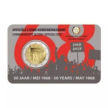 Монета 2 Євро 2018 Бельгія - Громадянські протести травня 1968 року (BU) 15629 фото