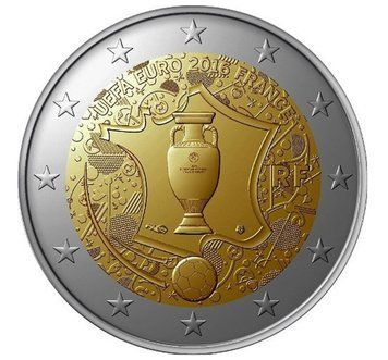 Монета 2 Євро 2016 Франція - УЄФА 8810 фото
