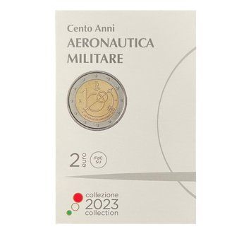 Монета 2 Євро 2023 Італія - 100 років військово-повітряних сил (BU coincard) 30582 фото
