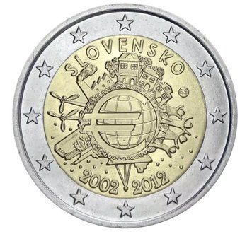 Монета 2 Євро 2012 Словенія - 10 років євро 1431 фото