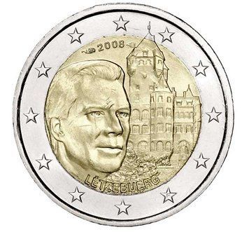 Монета 2 Євро 2008 Люксембург - Замок Берг 1382 фото