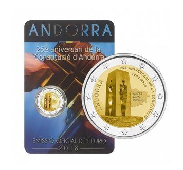 Андорра 2 євро 2018 - 25-та річниця Конституції Андорри 15116 фото