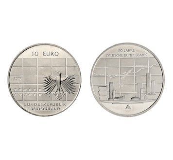 Німеччина 10 Євро 2007 J - 50 років Німецького Бундесбанку 18768 фото