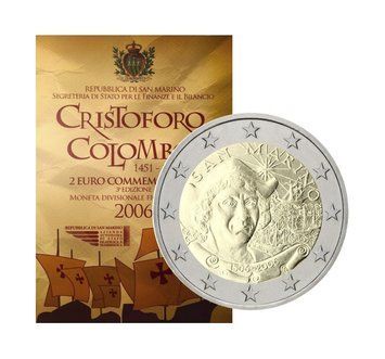 Монета 2 Євро 2006 Сан Маріно - Христофор Колумб 4765 фото