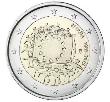 Монета 2 Євро 2015 Іспанія - 30 років прапору ЄС 8538 фото