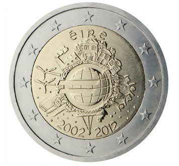 Монета 2 Євро 2012 Ірландія - 10 років євро 1773 фото