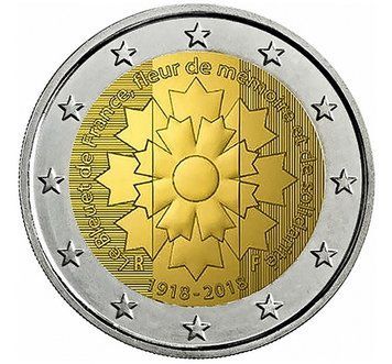 Монета 2 Євро 2018 Франція - Волошка Франції 14658 фото