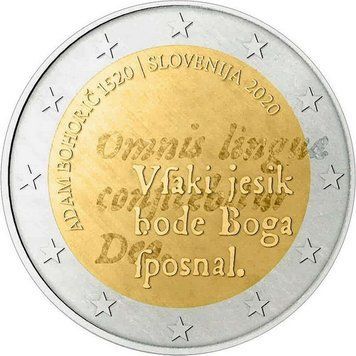 Монета 2 Євро 2020 Словенія - 500-річчя від дня народження Адама Бохорича (Proof) 23141 фото