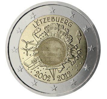 Монета 2 Євро 2012 Люксембург - 10 років євро 2161 фото