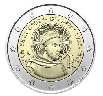 Монета 2 Євро 2026 Італія - Франциск Ассизький 41701 фото