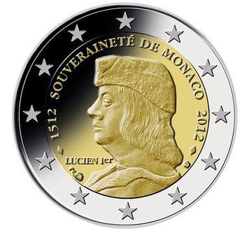 Монета 2 Євро 2012 Монако - Люсьєн Грімальді 1832 фото