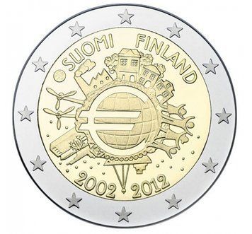 Монета 2 Євро 2012 Фінляндія - 10 років євро 5561 фото