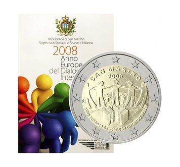 Монета 2 Євро 2008 Сан Маріно - Європейський рік міжкультурного діалогу 5591 фото