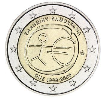 Монета 2 Євро 2009 Греція - 10 років монетарної політики ЄС (EMU) і запровадження євро 5595 фото