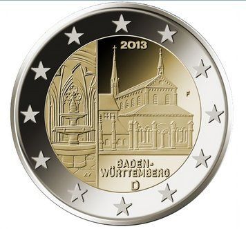 Монета 2 Євро 2013 Німеччина - Баден-Вюртемберг (знаки монетного двору A D F G J) - D 1367 фото