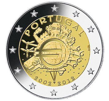 Монета 2 Євро 2012 Португалія - 10 років євро 1420 фото