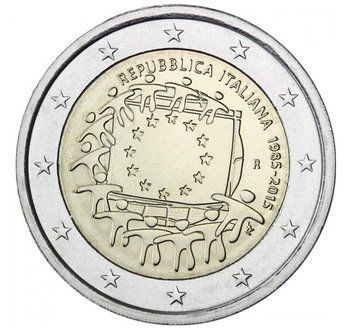Монета 2 Євро 2015 Італія - 30 років прапору ЄС 8639 фото