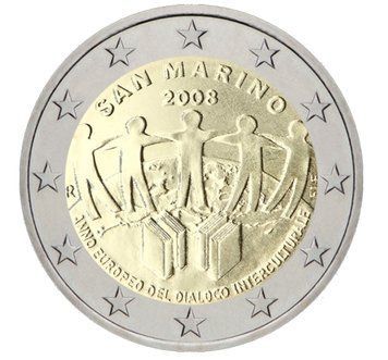 Монета 2 Євро 2008 Сан Маріно - Європейський рік міжкультурного діалогу / Без фолдера 36095 фото
