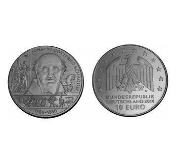 Німеччина 10 Євро 2014 A - Йоганн Готфрід Шадоу 250 років 12152 фото