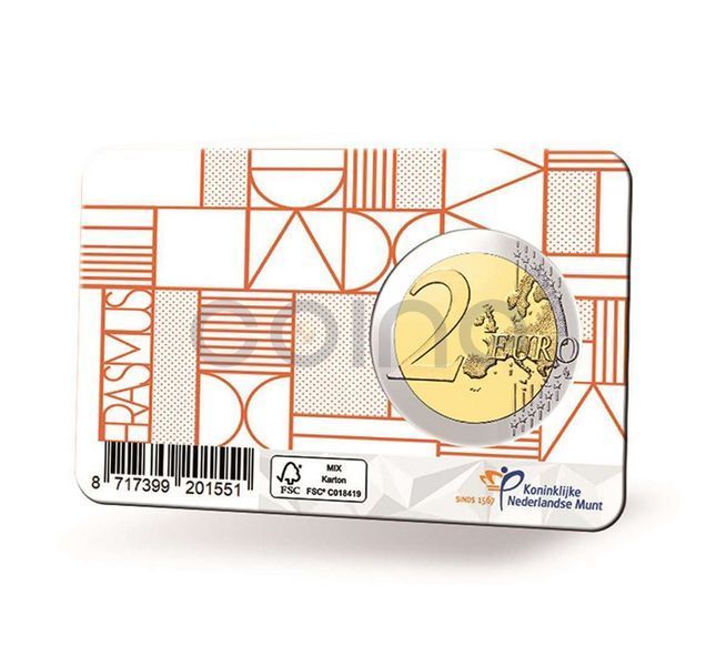 Netherlands 2 Euro 2022 - Erasmus 35 (Unc - Official coincard)