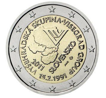 Монета 2 Євро 2011 Словаччина - Вишеградська група 1423 фото