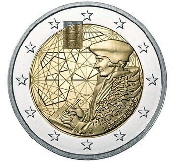 Монета 2 Євро 2022 Люксембург - Ерасмус 35 28249 фото