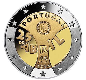 Монета 2 Євро 2014 Португалія - Революція гвоздик 3327 фото