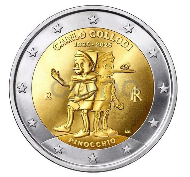 Монета 2 Євро 2026 Італія - Піноккіо (BU coincard) 41843 фото