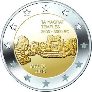 Монета 2 Євро 2019 Мальта - Храм Та-Хаграт 19047 фото