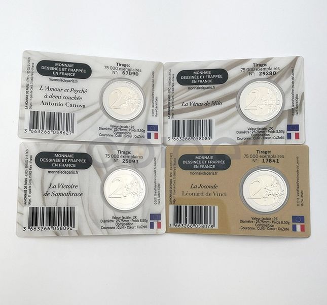 France 2 Euro 2025 - The Louvre Museum (Set of 4 design coincards)